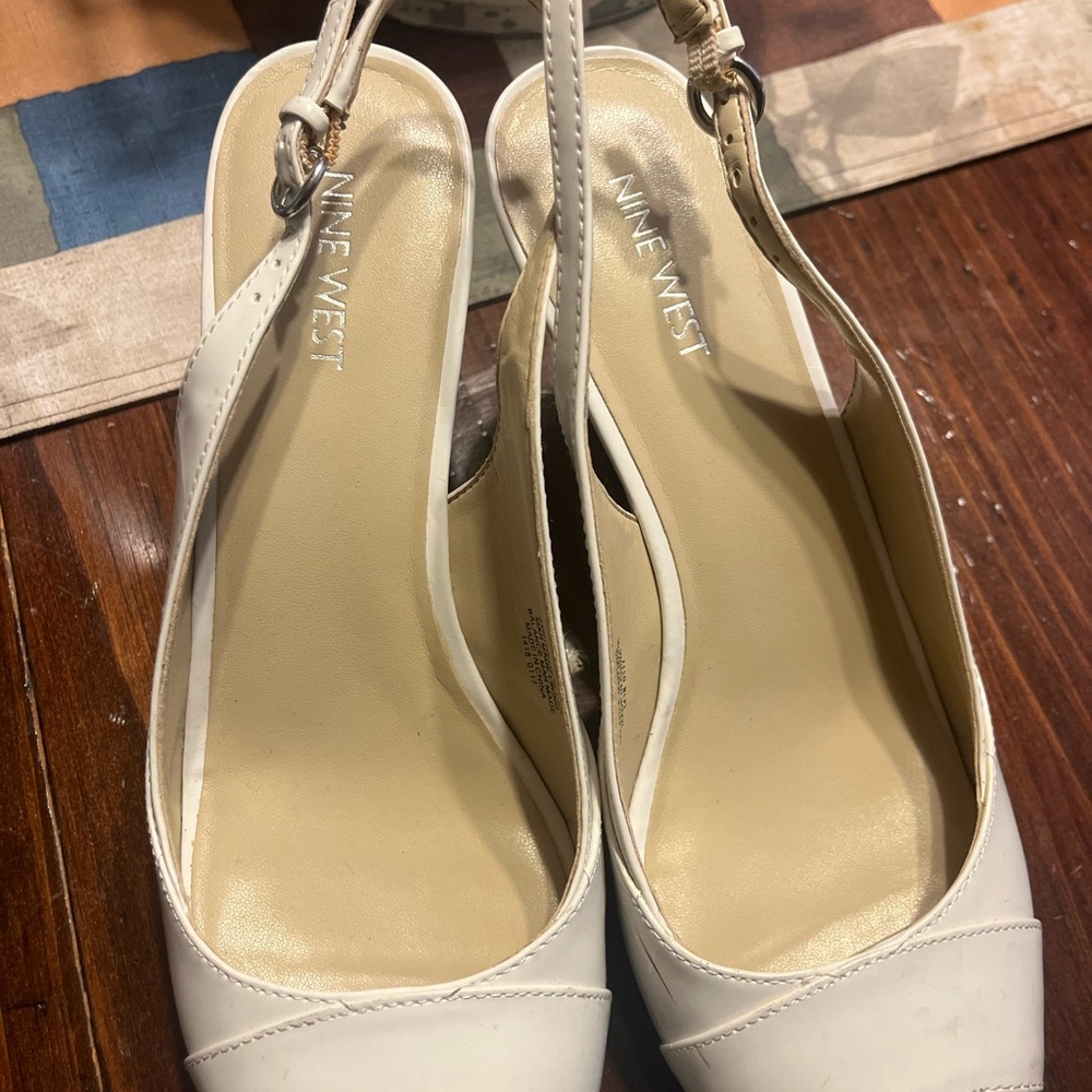 Nine West White Heels Classic Slingback